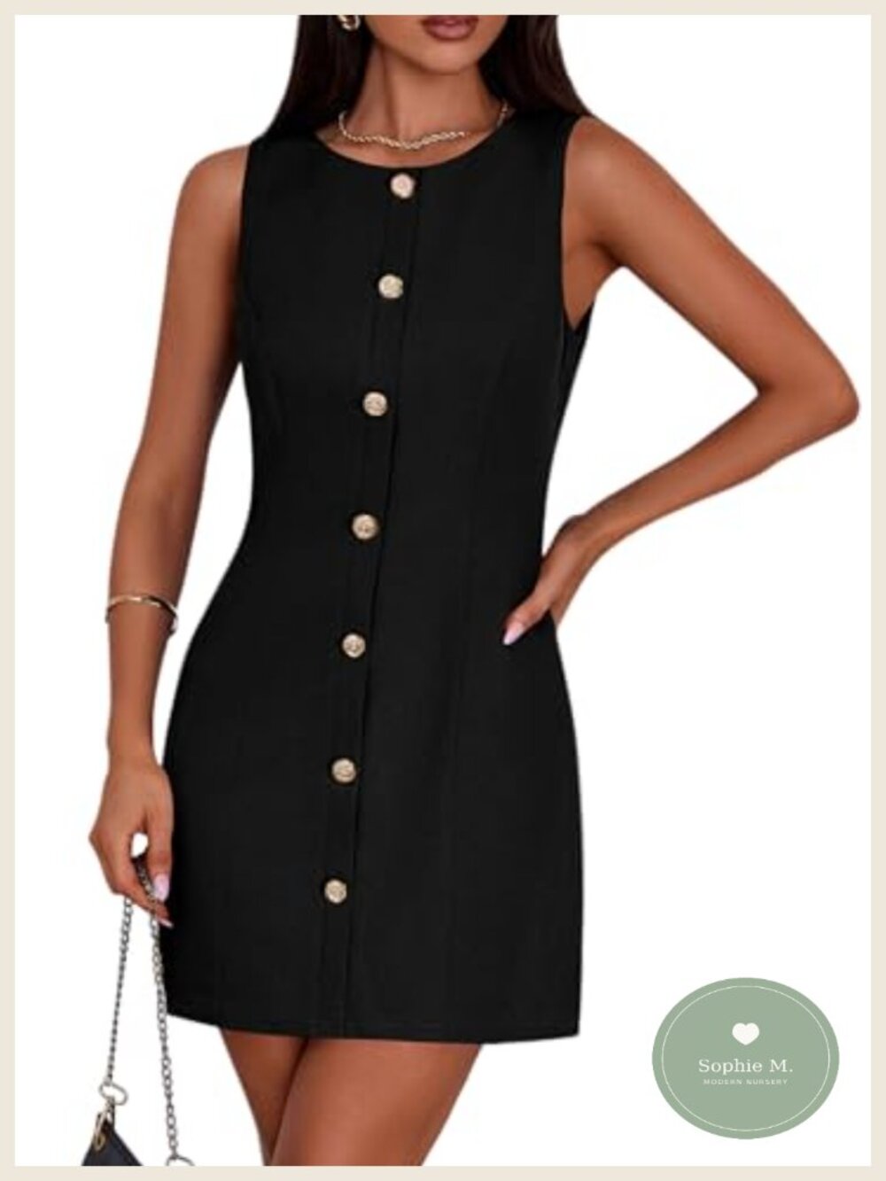 Work Sheath Dress with Decorative Buttons Sleeveless Scoop Neck Mini